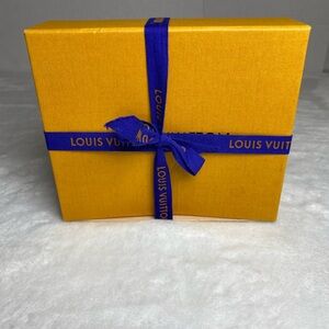 Louis Vuitton Small Gold Box with Blue Ribbon